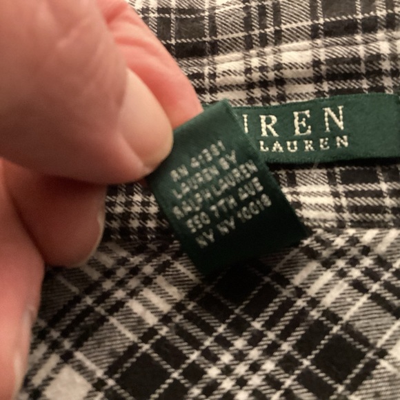 Lauren Ralph Lauren Womens Black and white checked button down shirt size XL - Picture 6 of 8